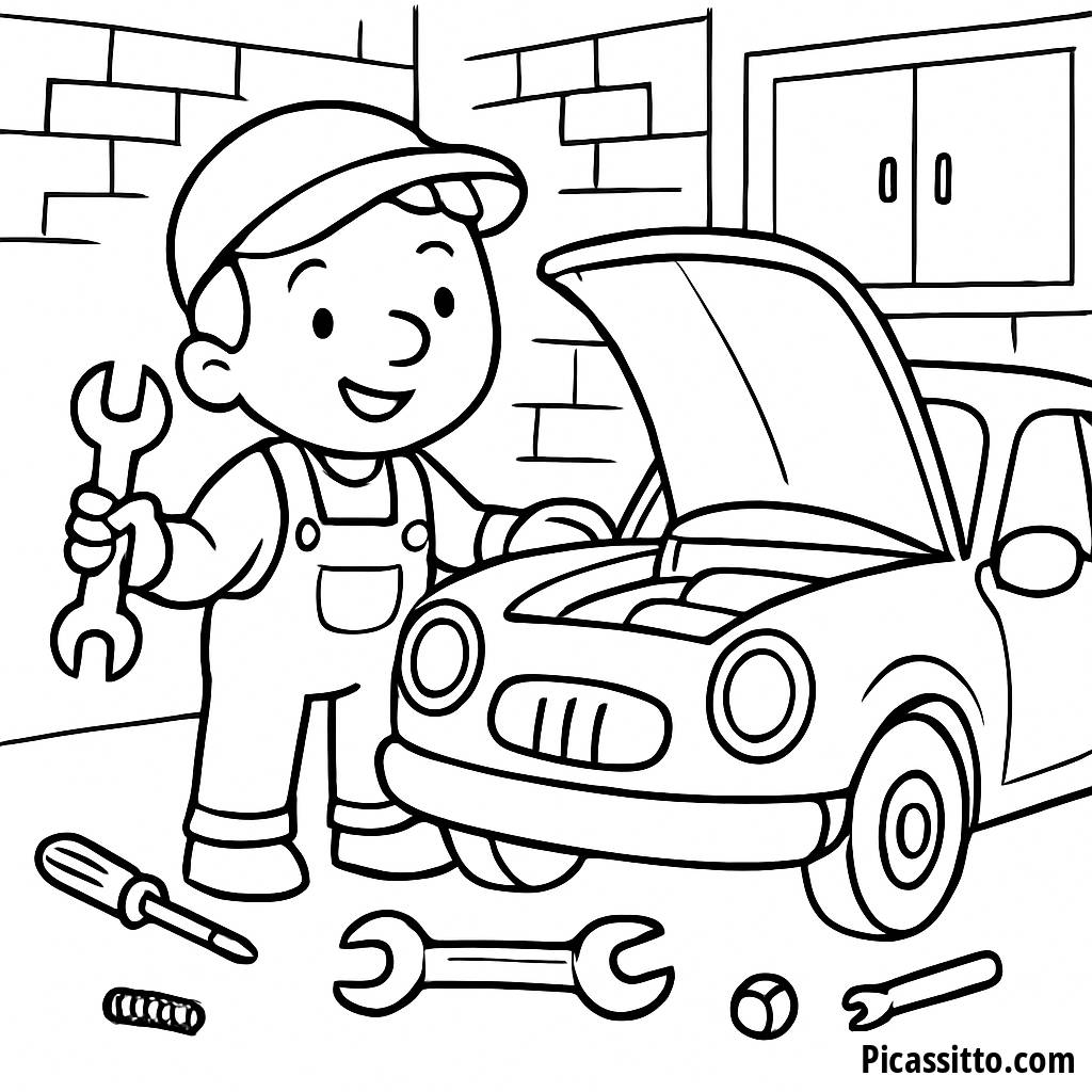 Раскраска Веселого Механика