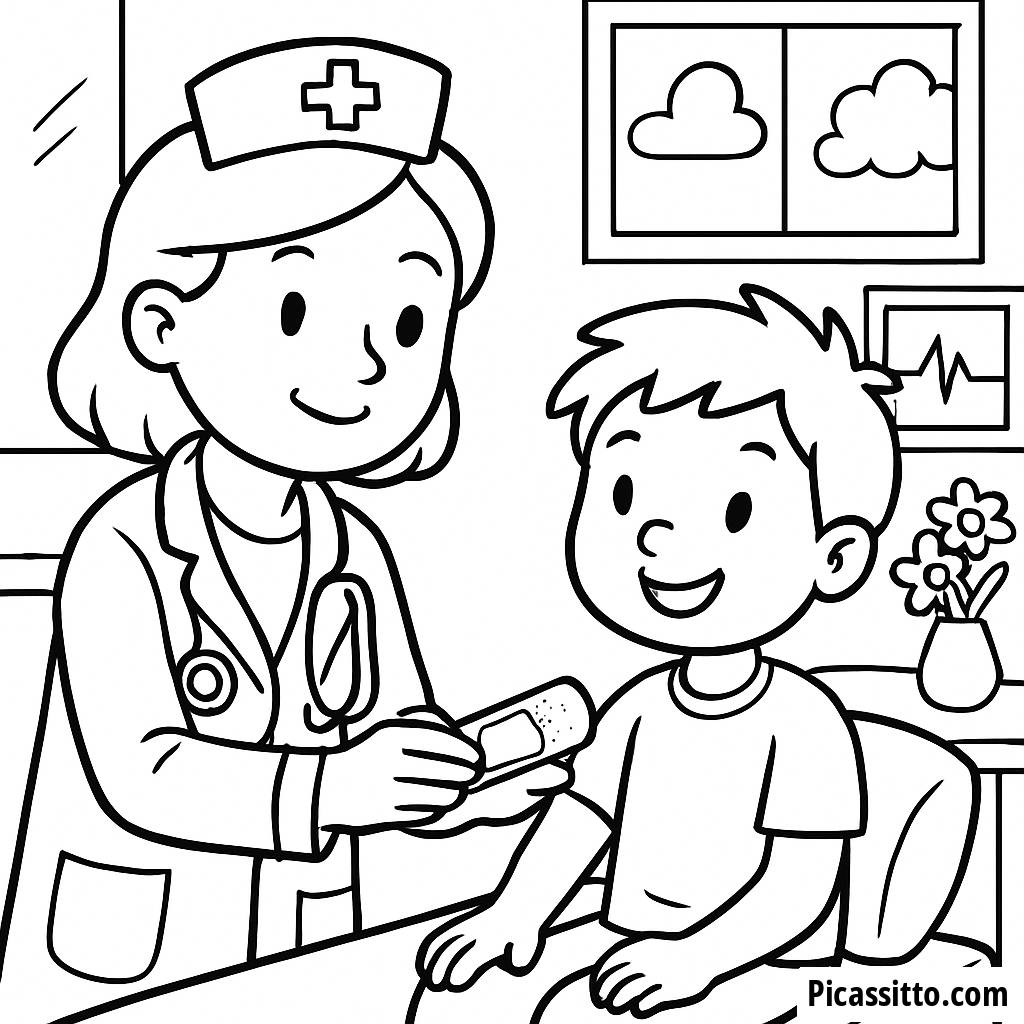 Fröhliche Krankenschwester Malvorlage