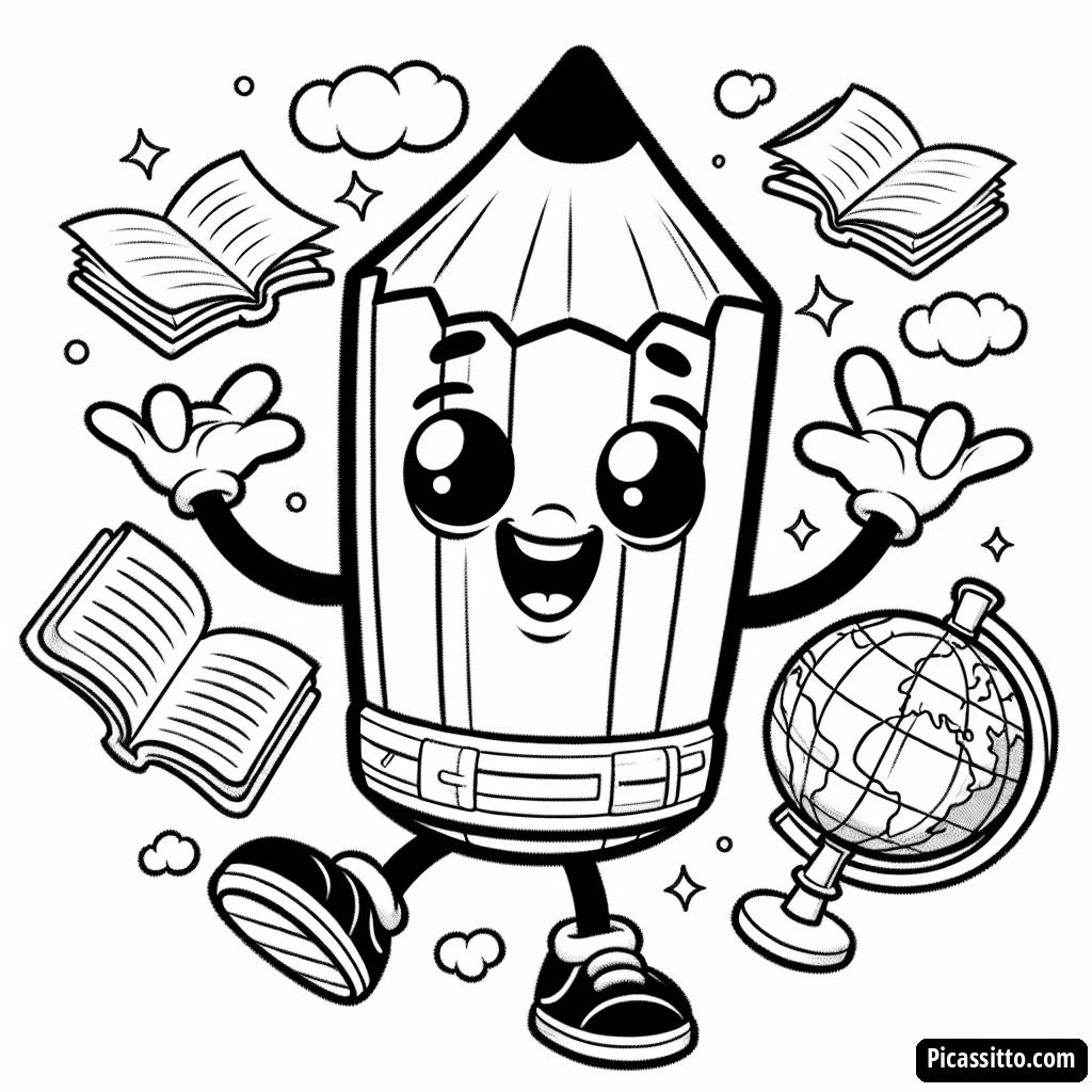 Fröhliche Bleistift Malvorlage