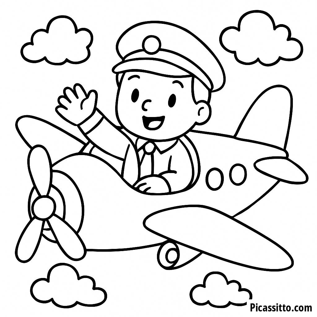 Fröhliche Pilot Malvorlage