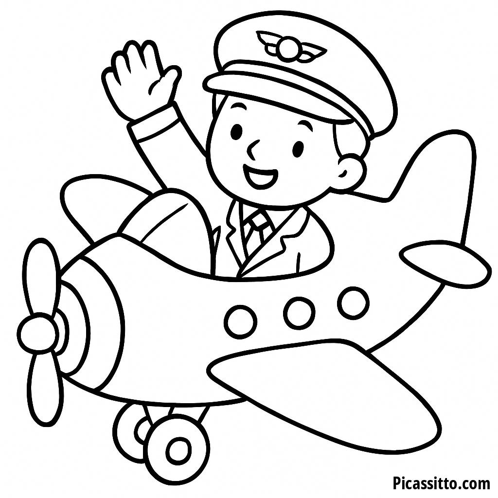 Fröhliche Pilot Malvorlage