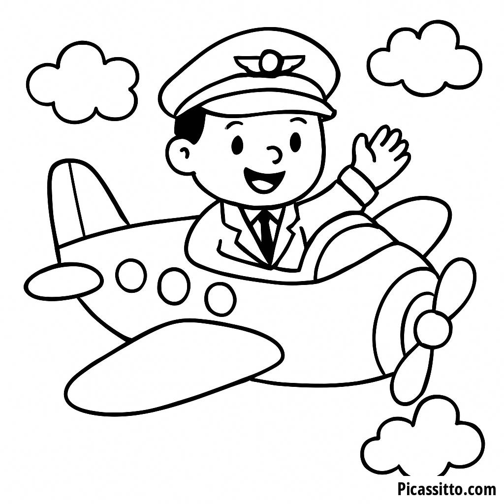 Fröhliche Pilot Malvorlage