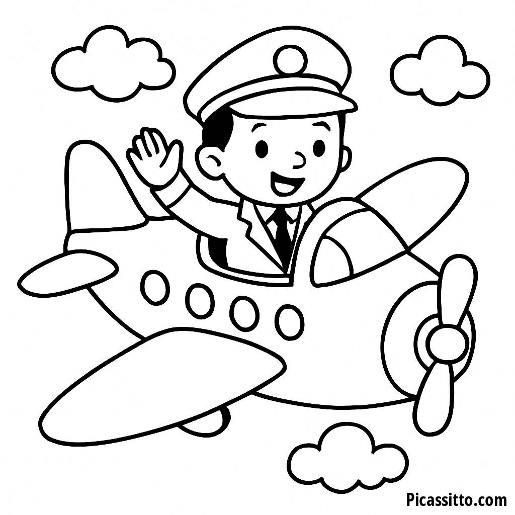 Cheerful Pilot Coloring Page