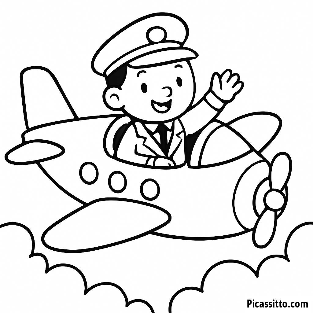 Cheerful Pilot Coloring Page