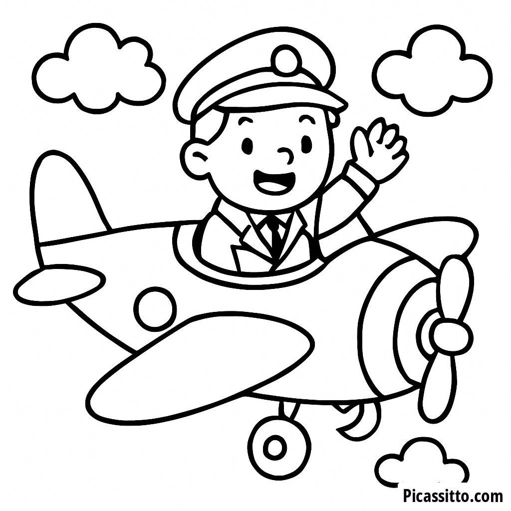 Cheerful Pilot Coloring Page