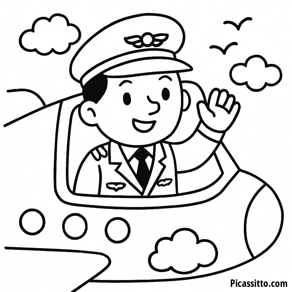 Fröhliche Pilot Ausmalbild
