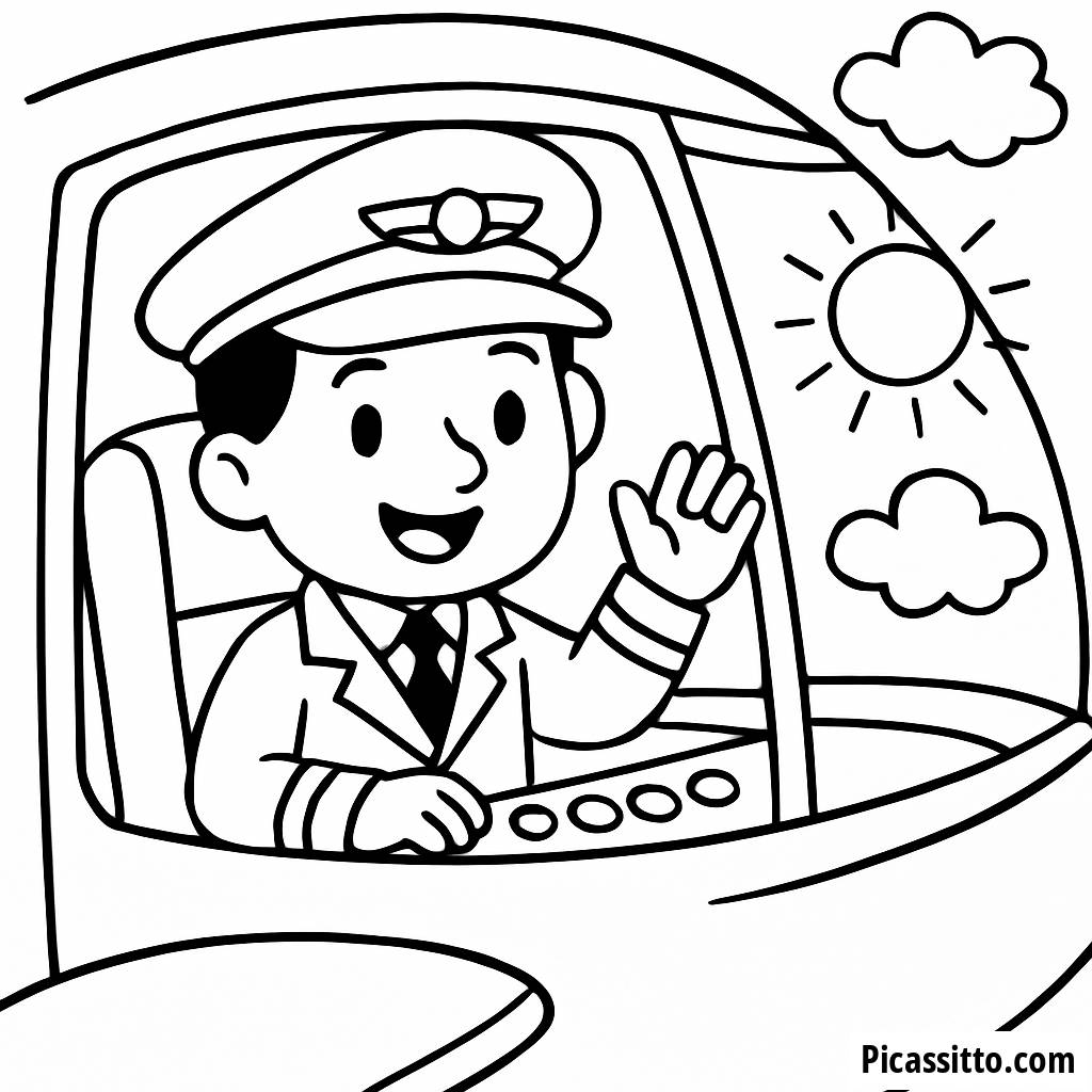 Fröhliche Pilot Malvorlage