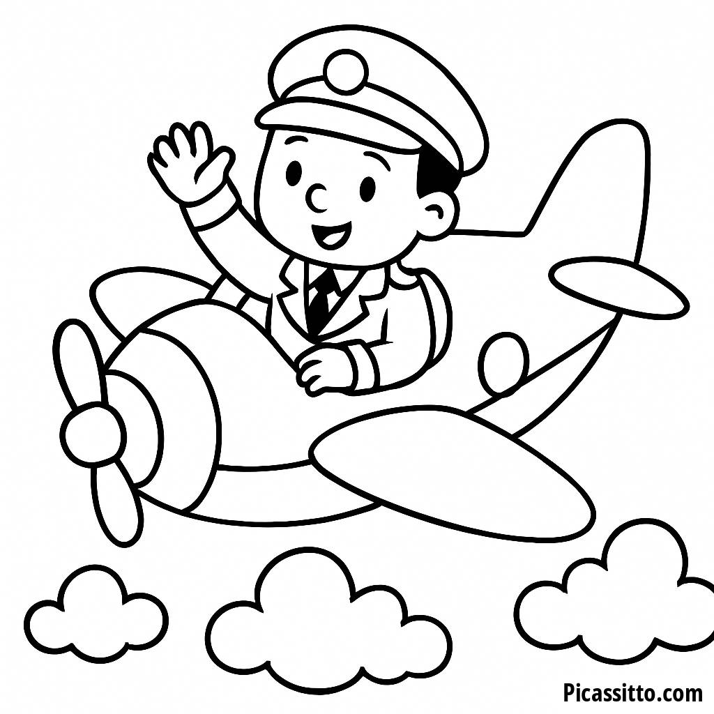 Раскраска Веселого Пилота