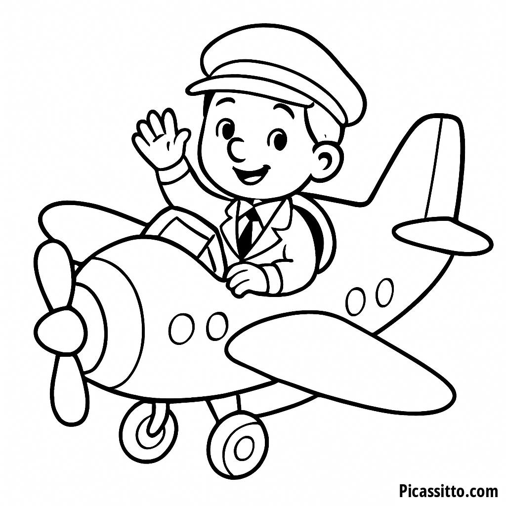 Fröhliche Pilot Malvorlage