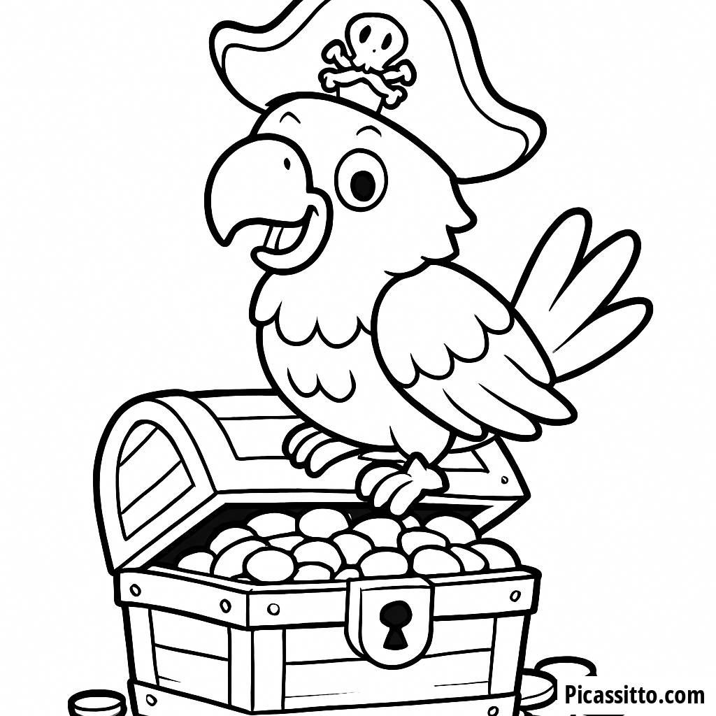 Página para Colorear del Alegre Loro Pirata
