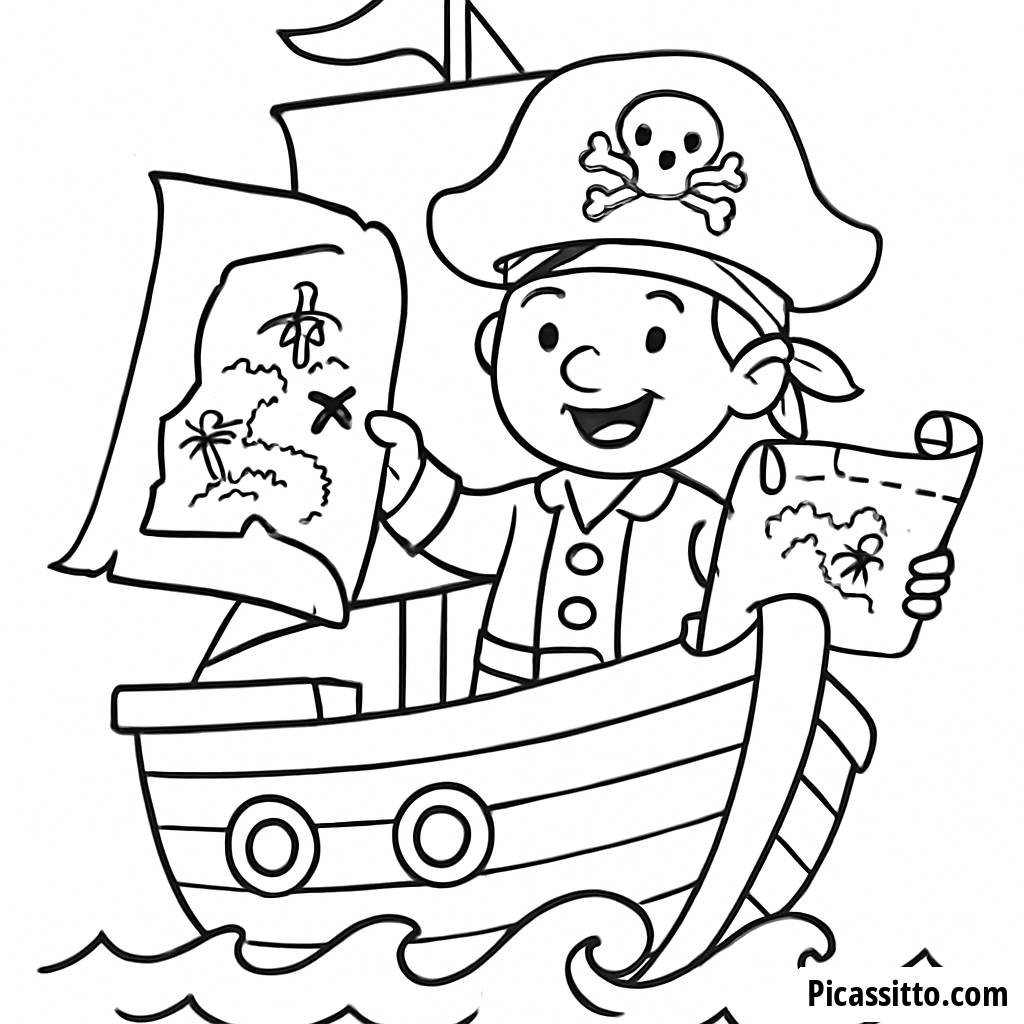 Fröhliche Piratenschiff Malvorlage