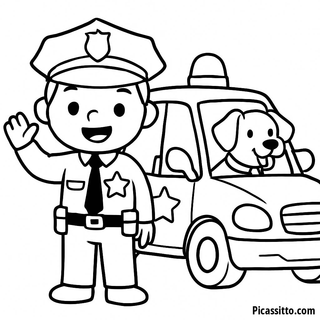 Fröhliche Polizeibeamter Ausmalbild