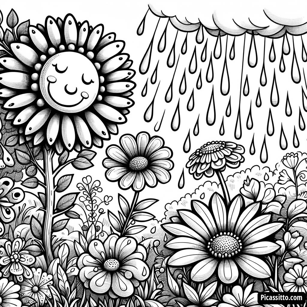 Fröhliche Regenwasser Malvorlage