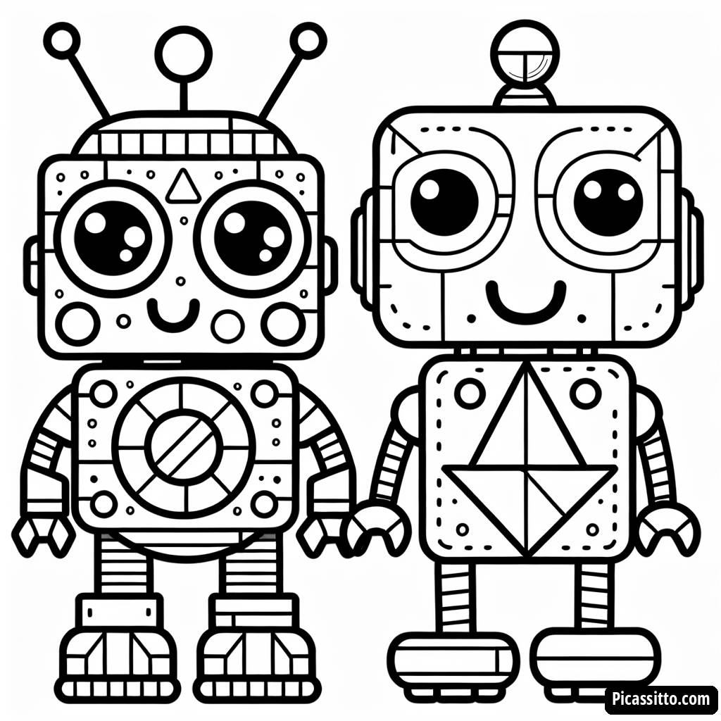 Página para Colorear de Robot Alegre