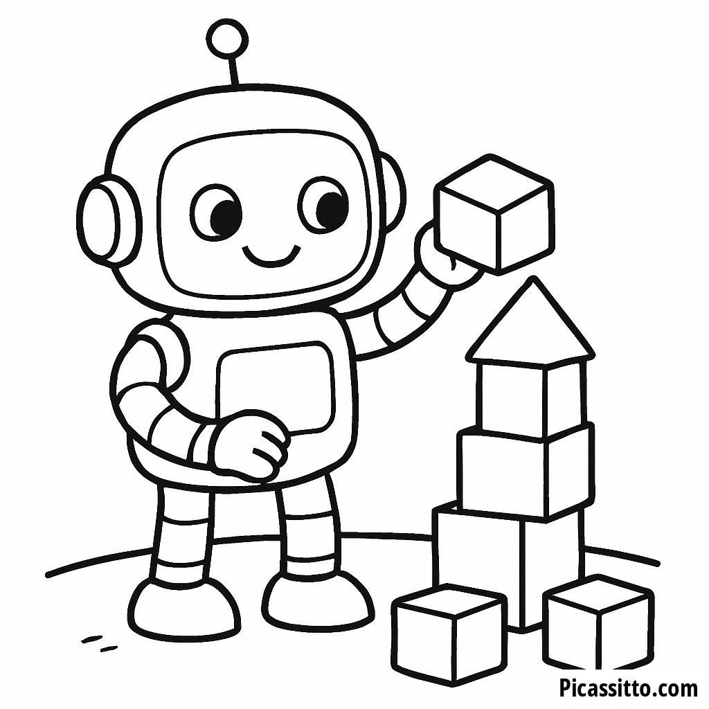 Página para Colorir do Robô Alegre