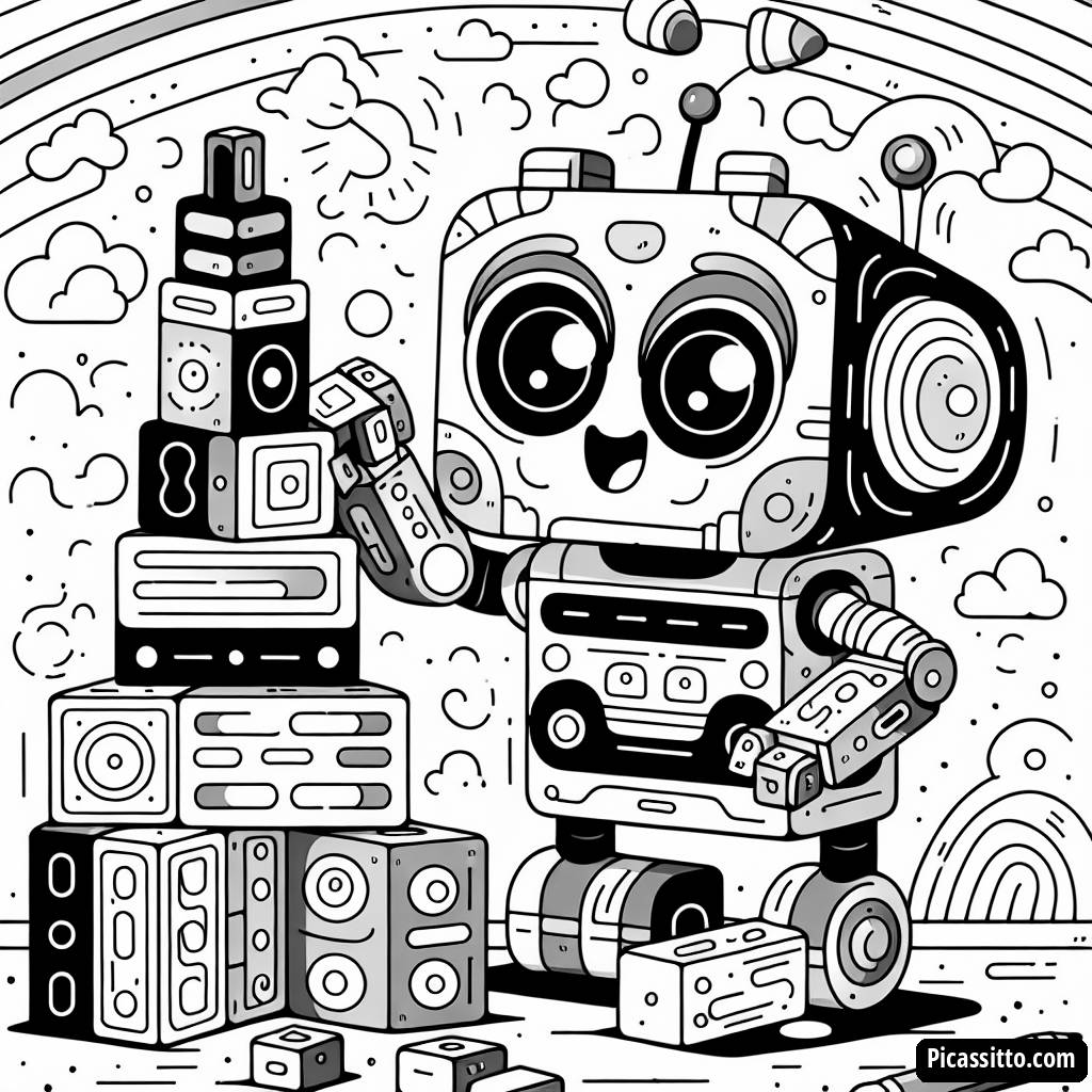 Pagina da Colorare del Robot Allegro