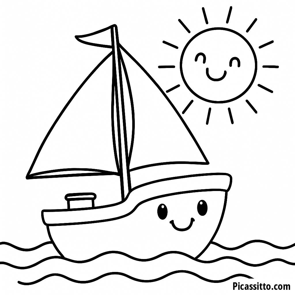 Pagina da Colorare di una Vela Allegra