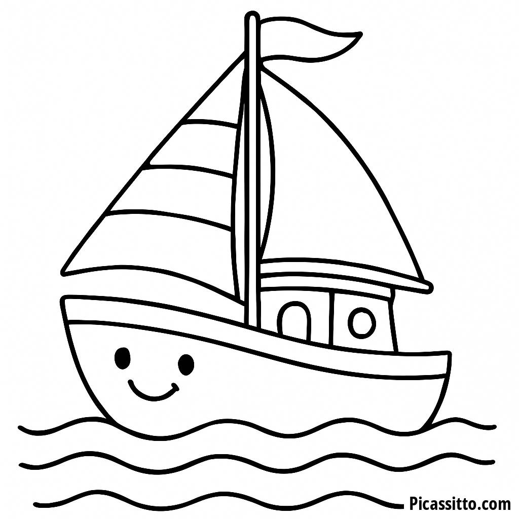 Fröhliches Segelboot Malvorlage