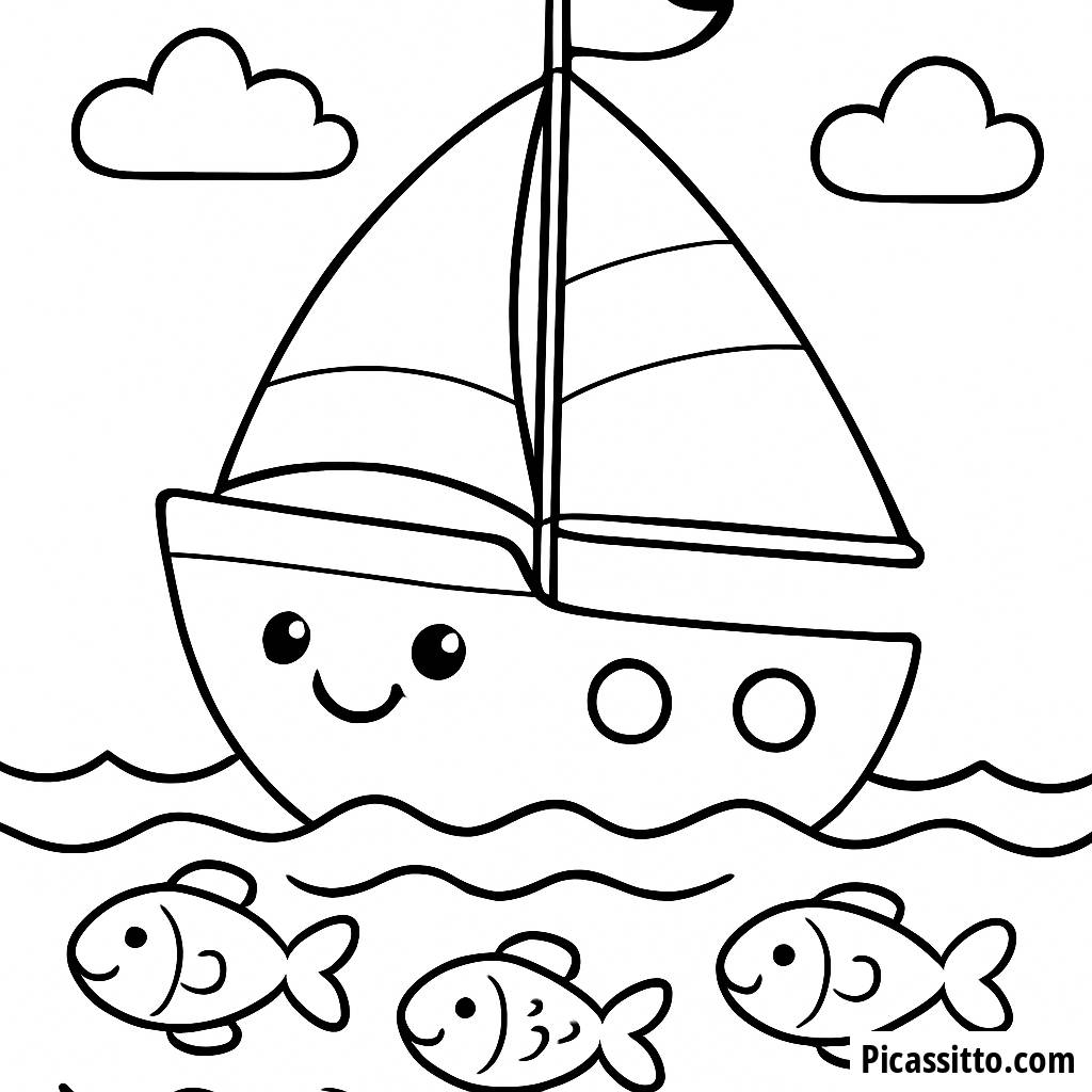 Fröhliche Segelboot Malvorlage