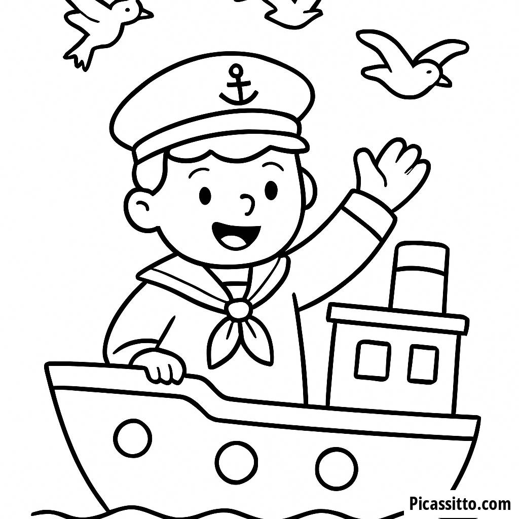 Página para Colorear del Marinero Alegre