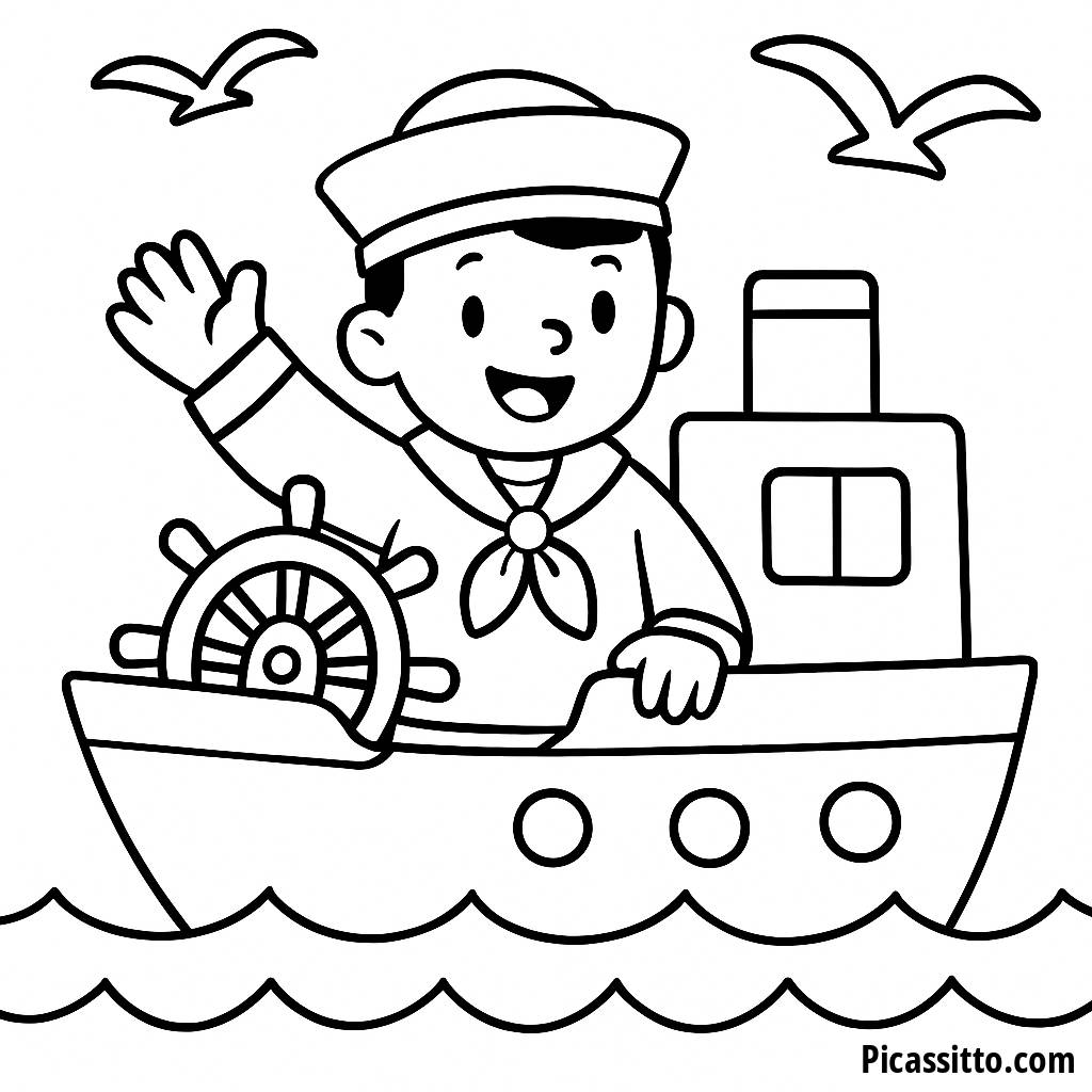 Página para Colorear del Marinero Alegre