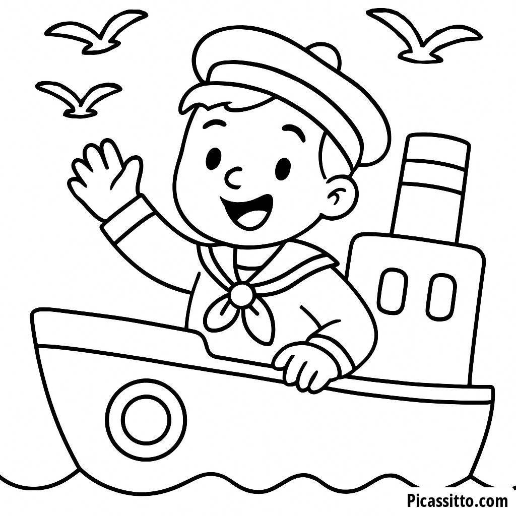 Página para Colorear de un Marinero Alegre