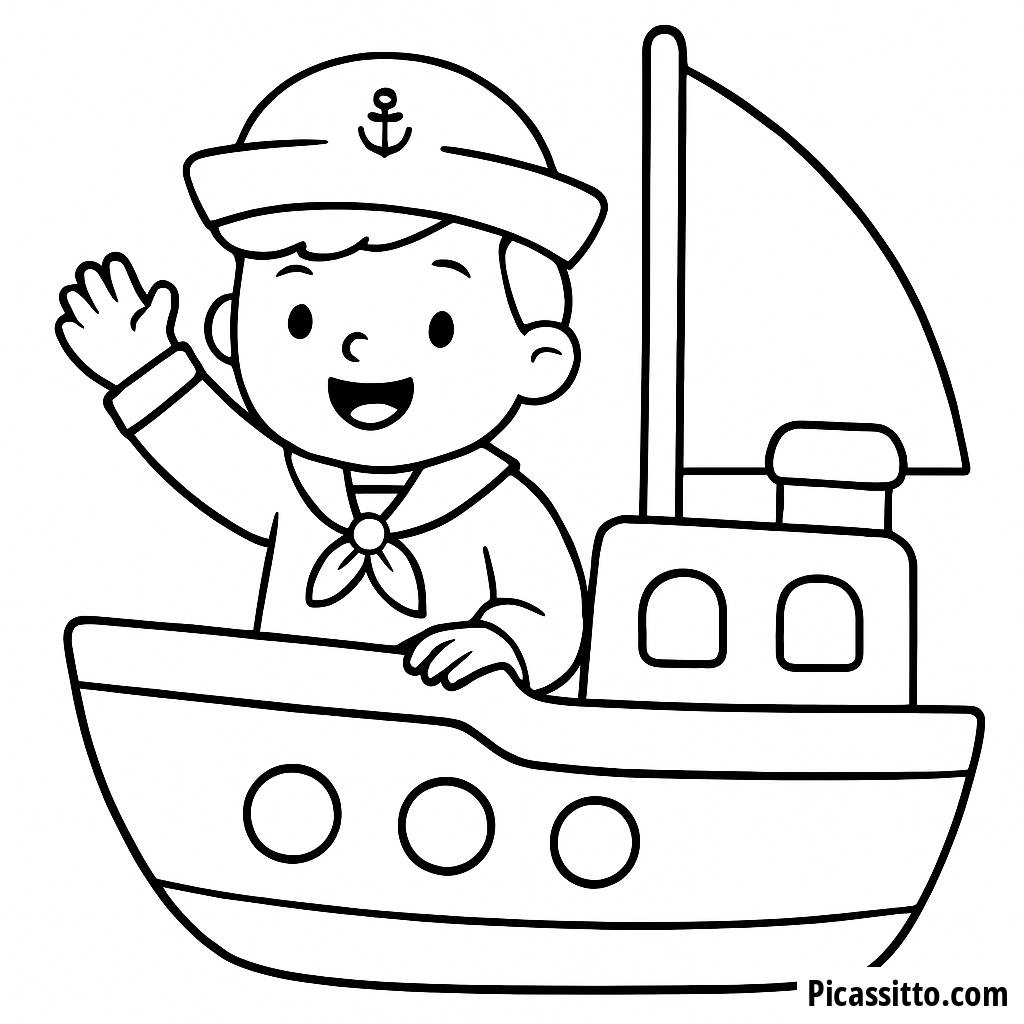 Pagina da Colorare del Marinaio Allegro