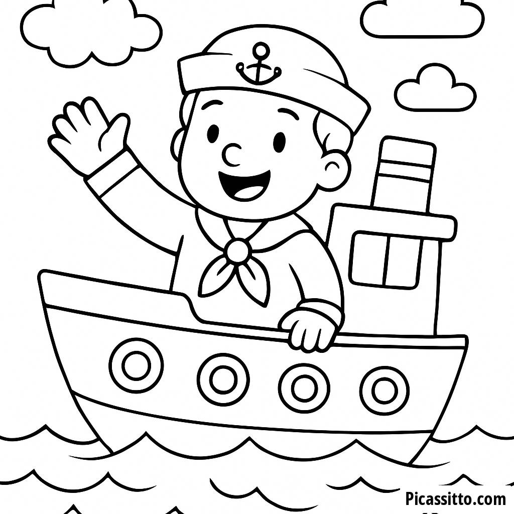 Pagina da Colorare del Marinaio Allegro