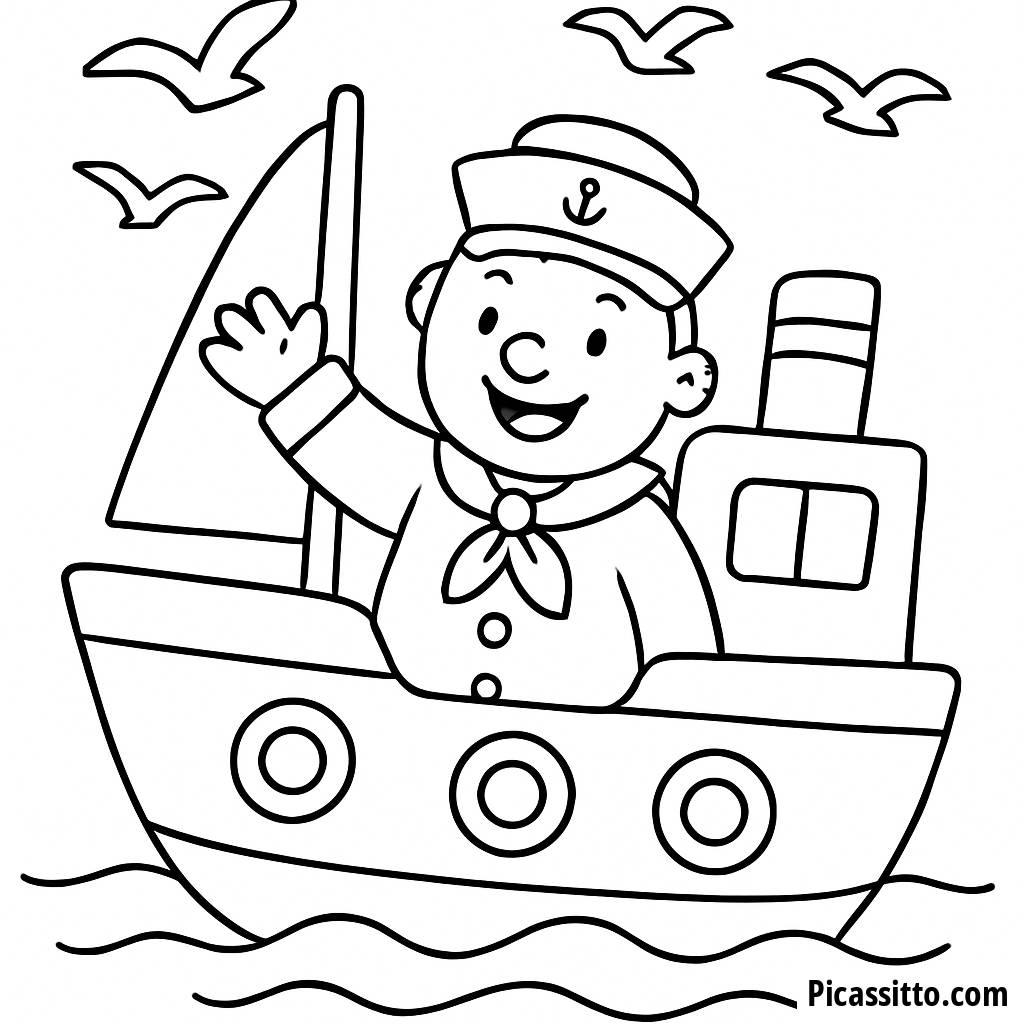 Cheerful Sailor Coloring Page