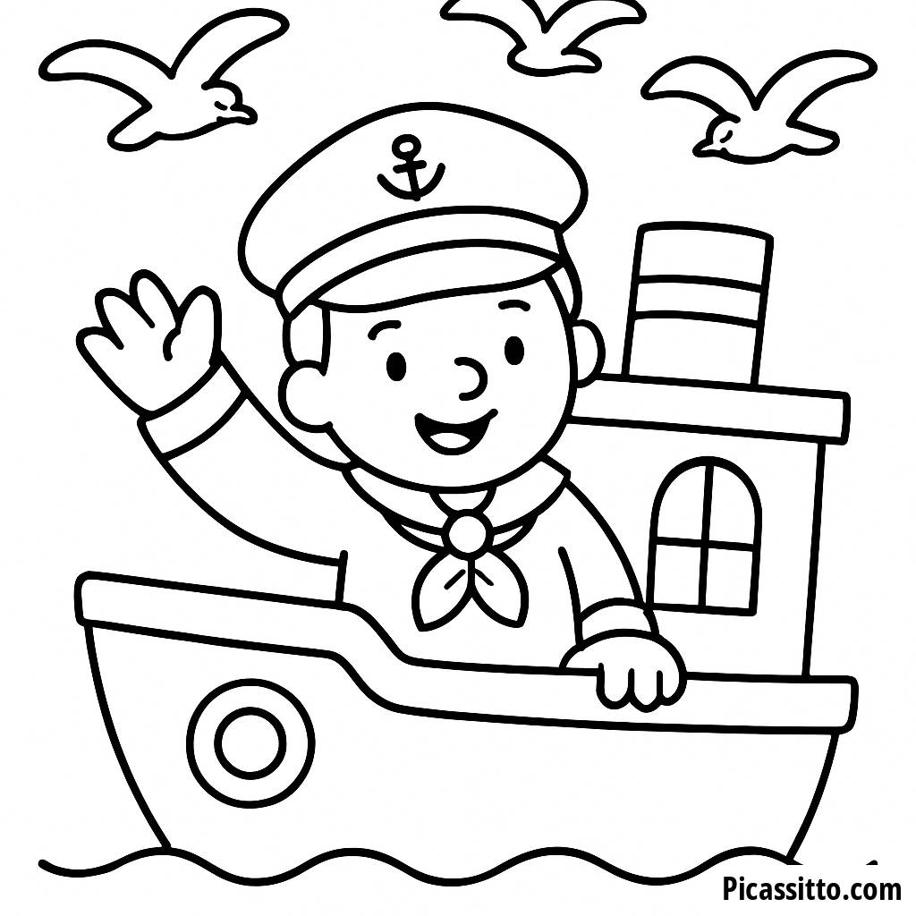 Página para Colorear del Marinero Alegre