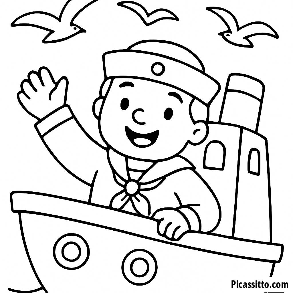 Cheerful Sailor Coloring Page