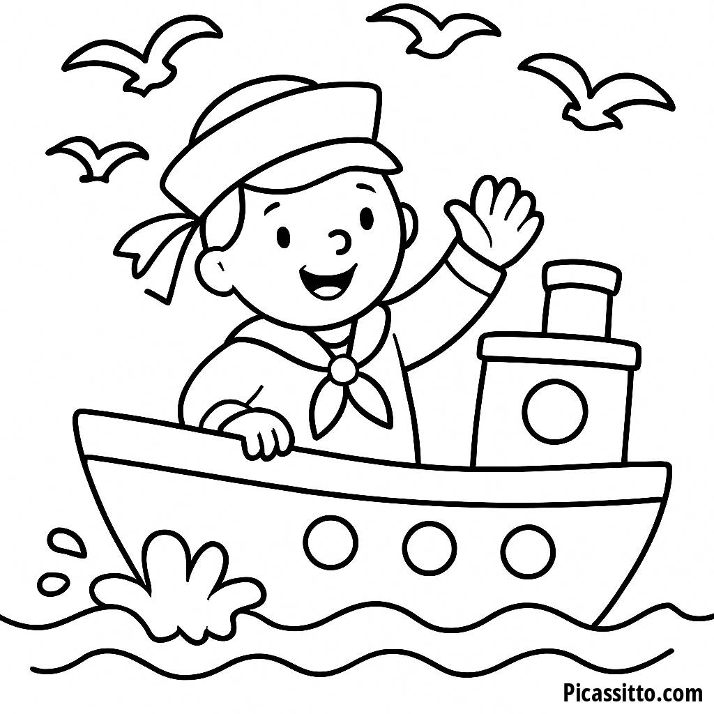 Cheerful Sailor Coloring Page