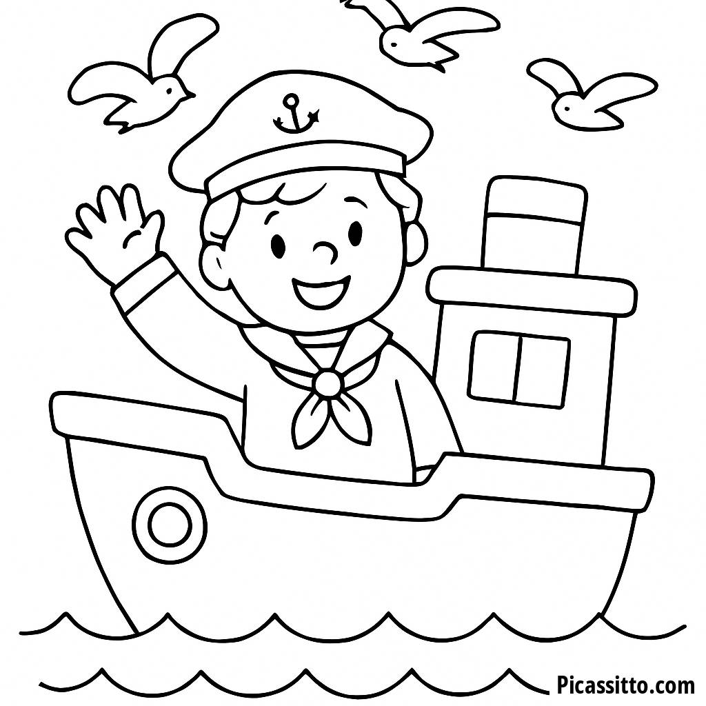 Página para Colorir do Marinheiro Alegre