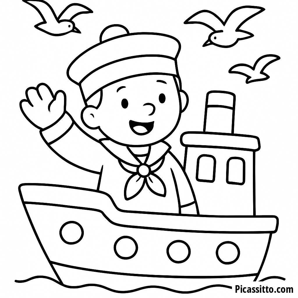 Cheerful Sailor Coloring Page