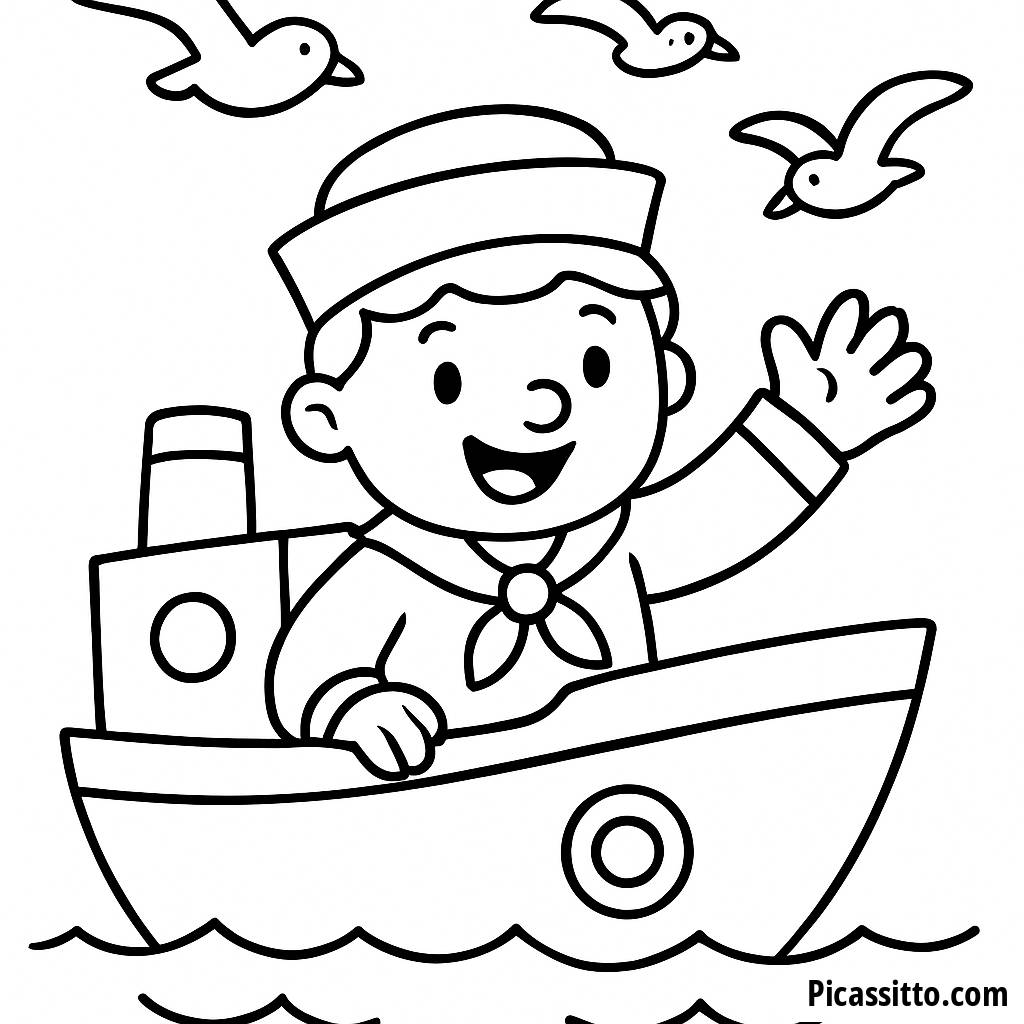 Cheerful Sailor Coloring Page