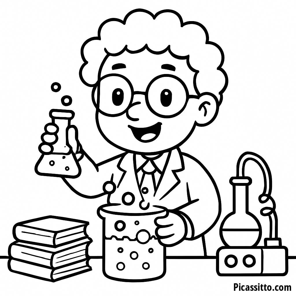 Página para Colorear del Científico Alegre