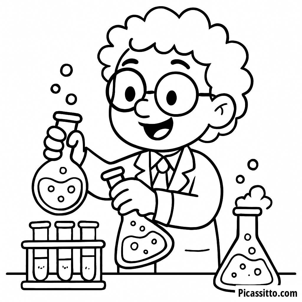 Página para Colorir do Cientista Alegre