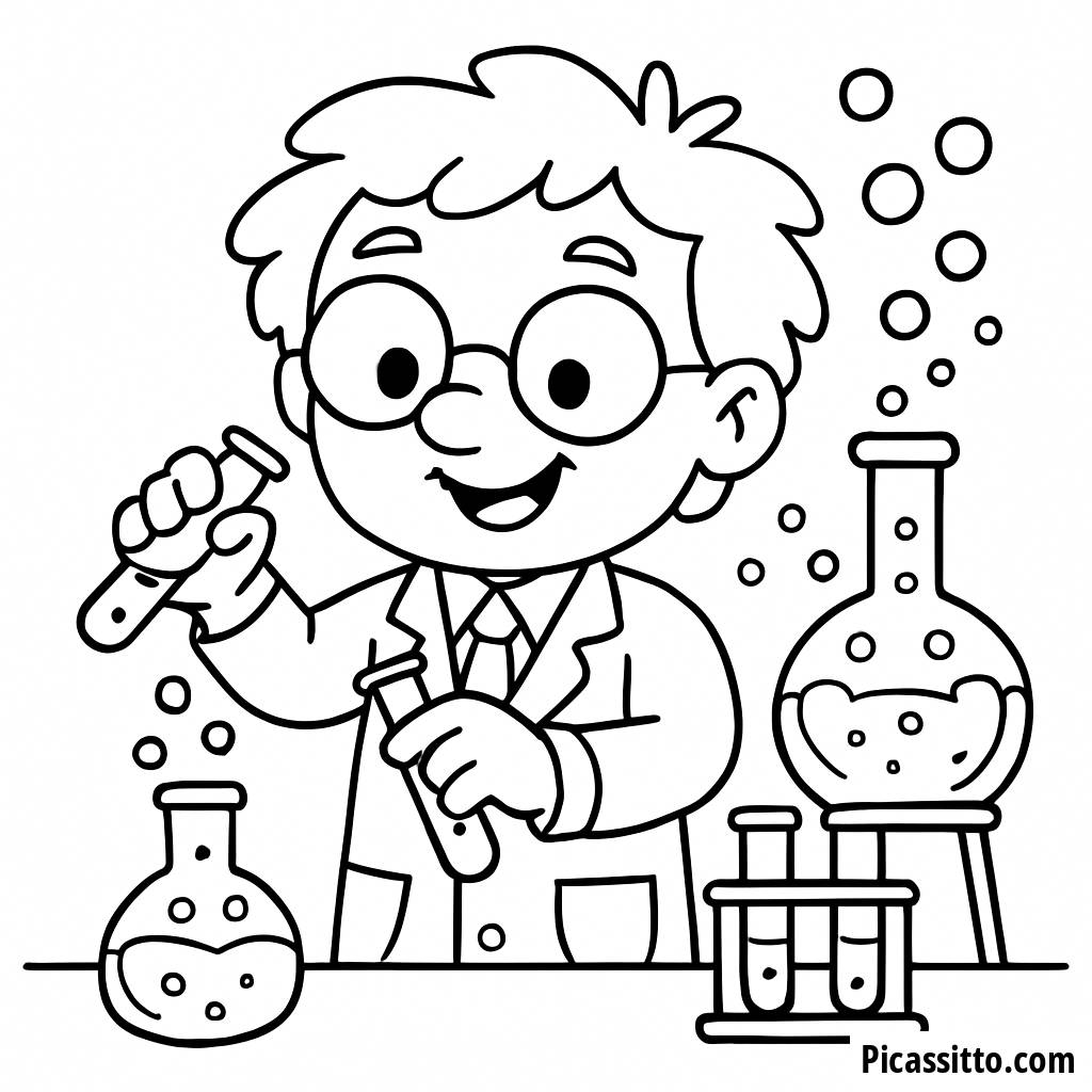 Página para Colorir do Cientista Alegre