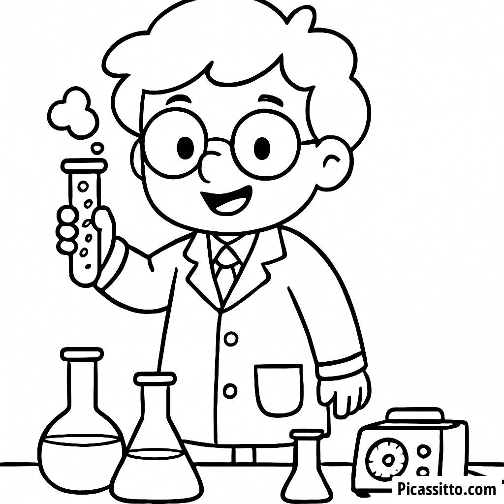 Pagina da Colorare del Cientifico Allegro