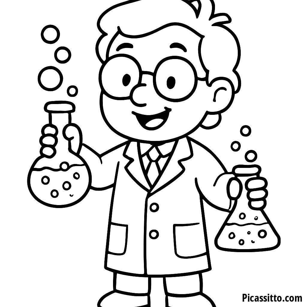 Page à Colorier du Scientifique Joyeux