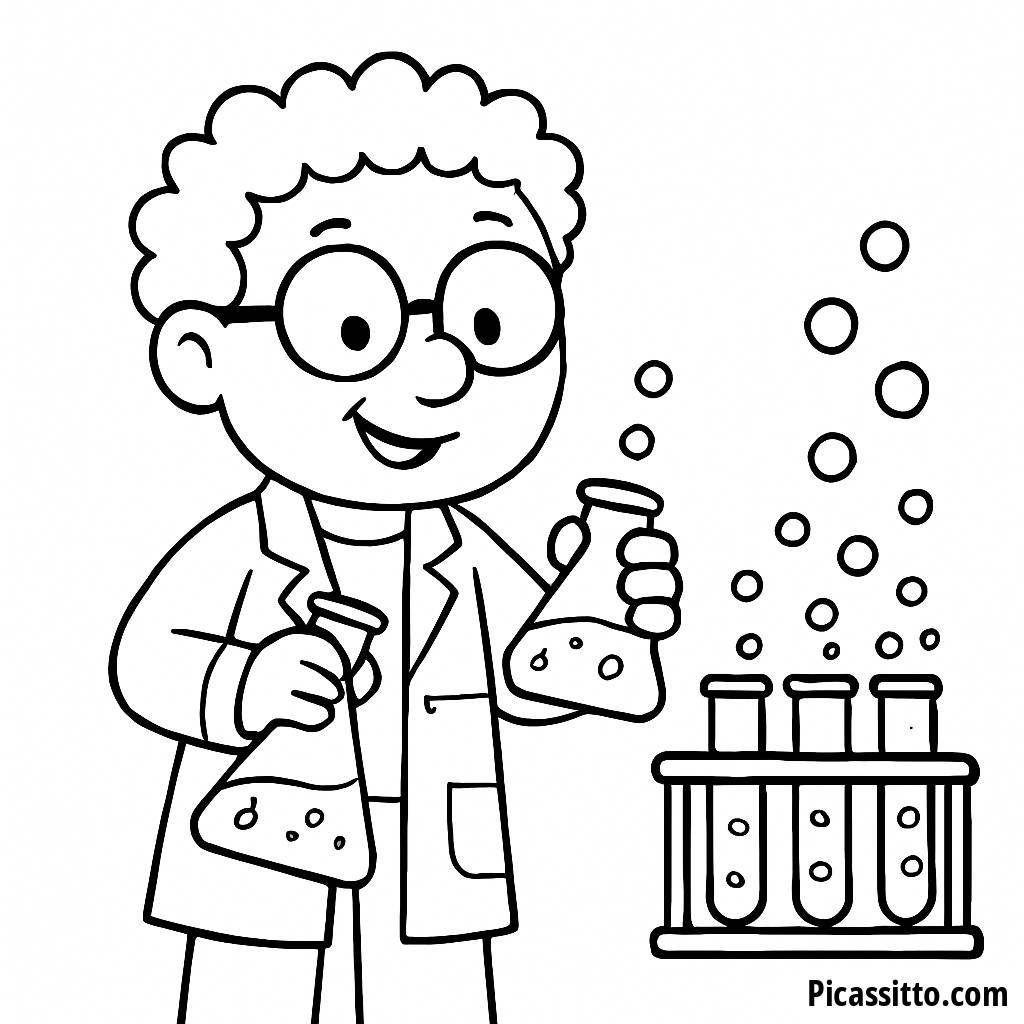 Page à Colorier de Scientifique Joyeux