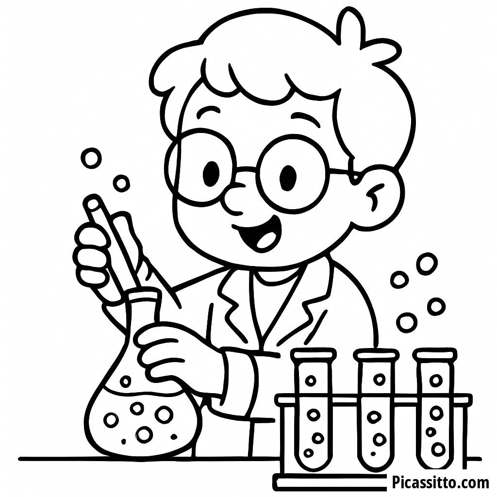 Cheerful Scientist Coloring Page