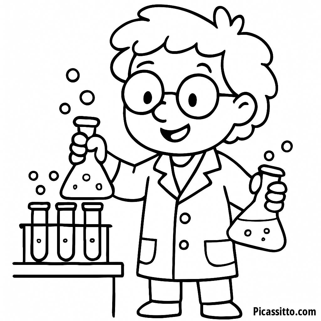 Cheerful Scientist Coloring Page