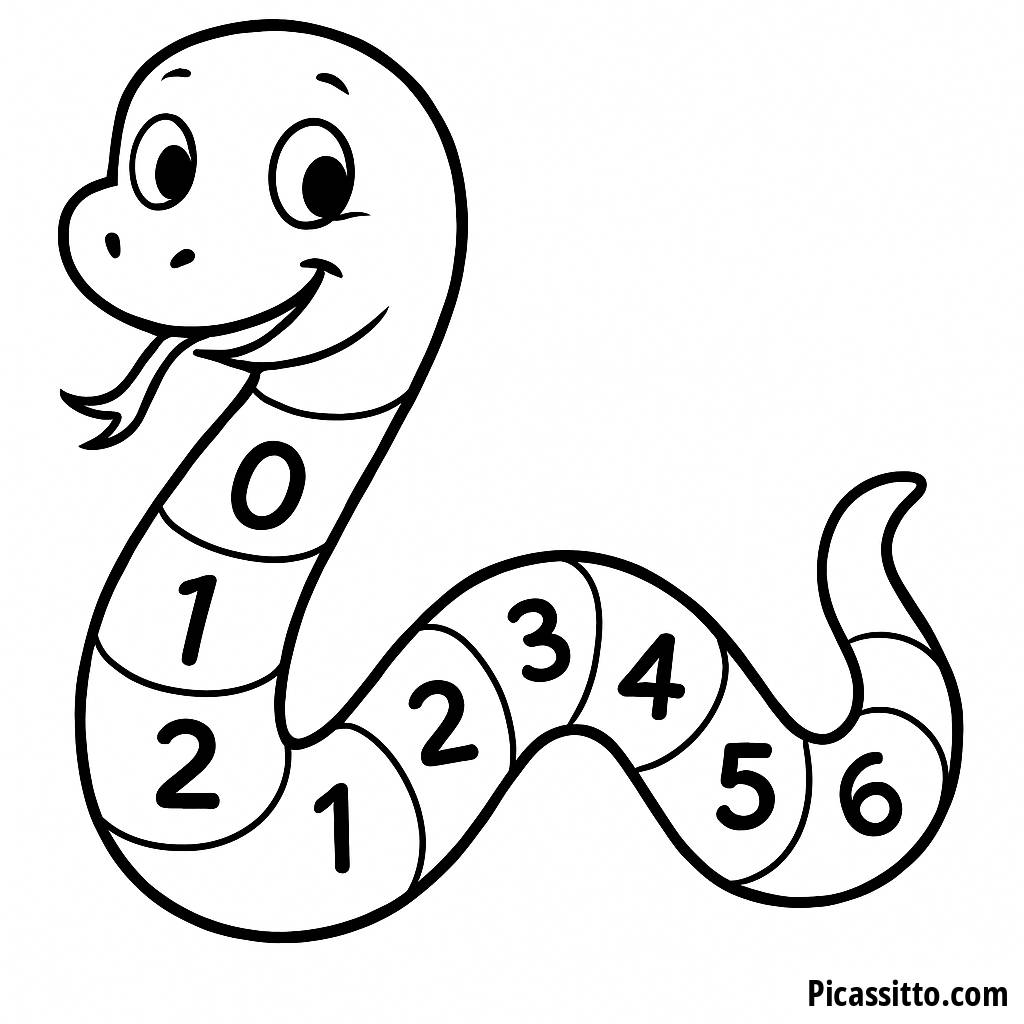 Página de Colorir Cobra Feliz com Números