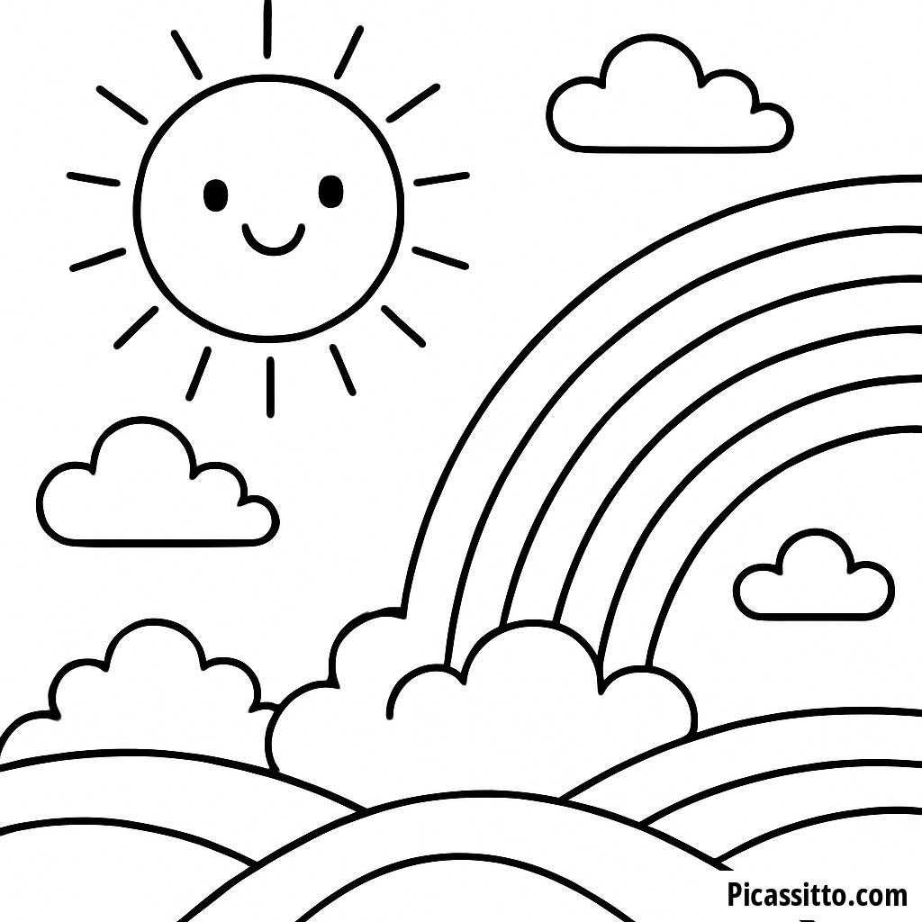 Pagina da Colorare del Sole Allegro