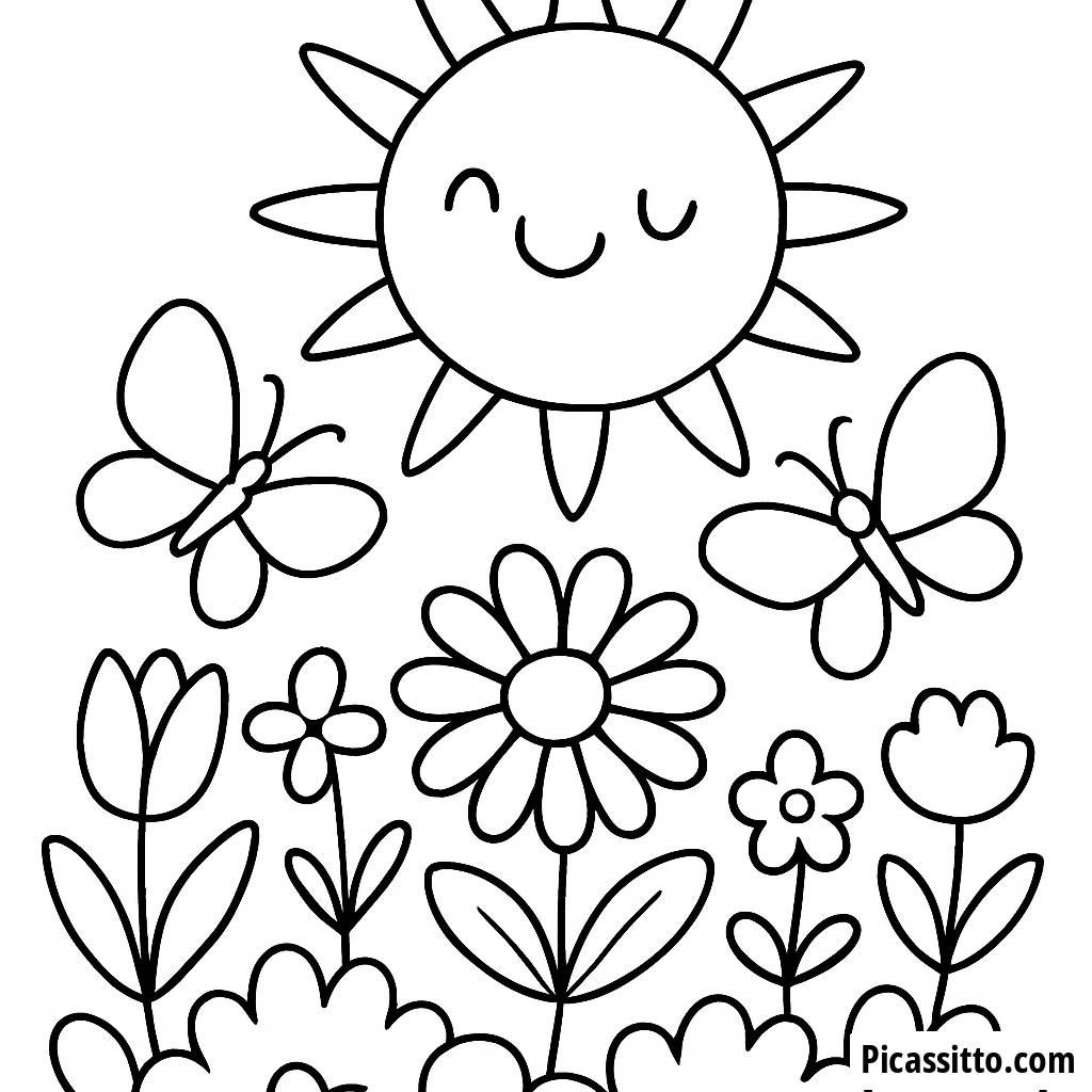 Pagina da Colorare del Sole Allegro