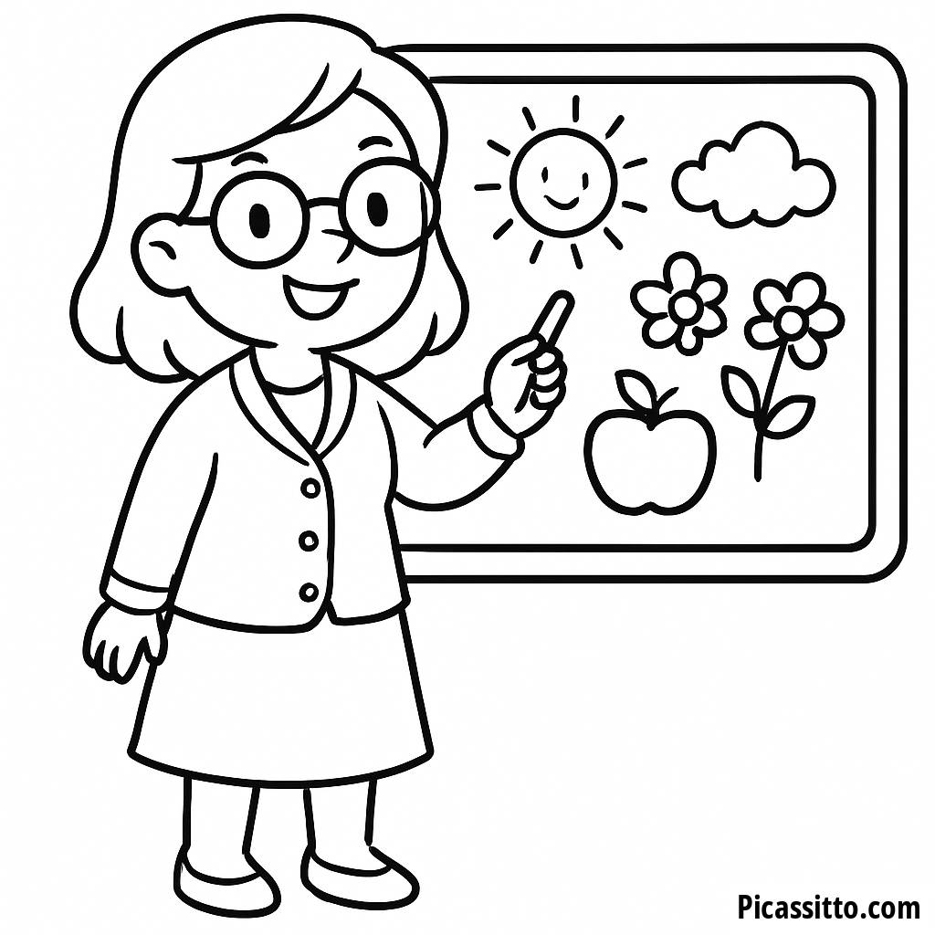 Fröhliche Lehrerin Ausmalbild