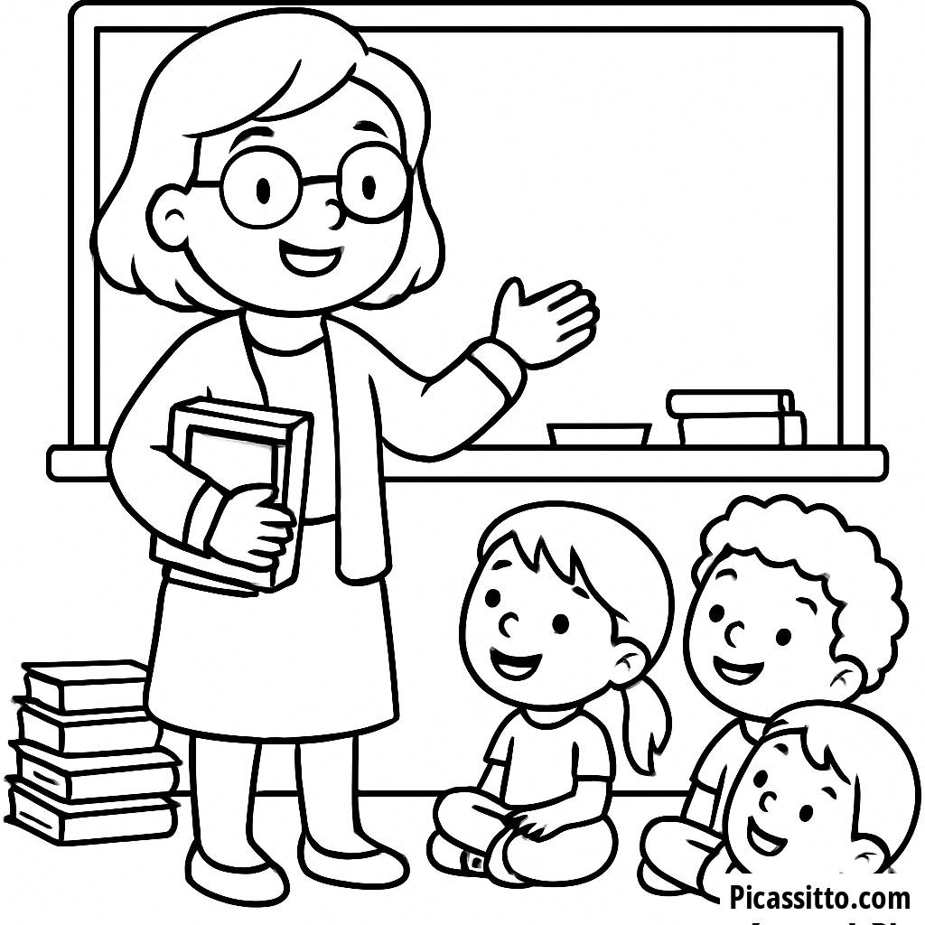 Pagina da Colorare di un Insegnante Allegro