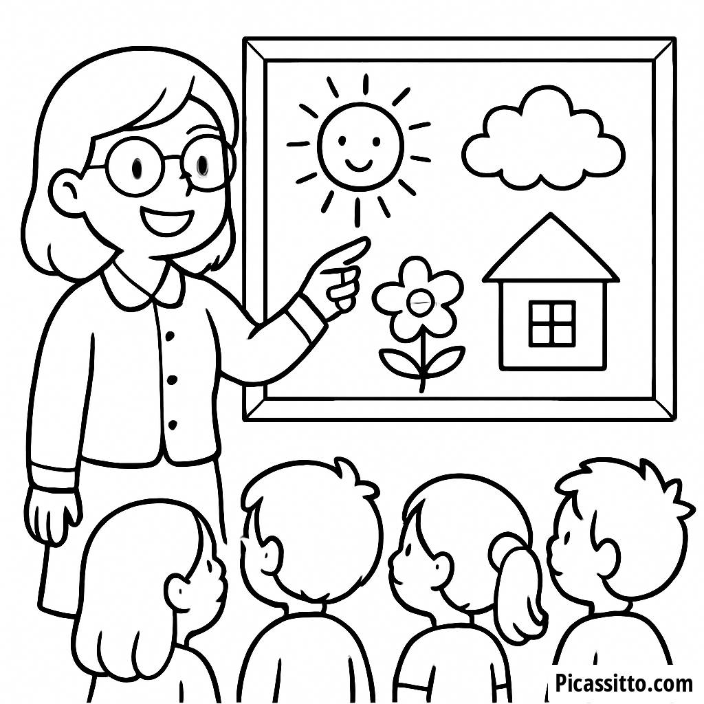 Pagina da Colorare dell'Insegnante Allegra