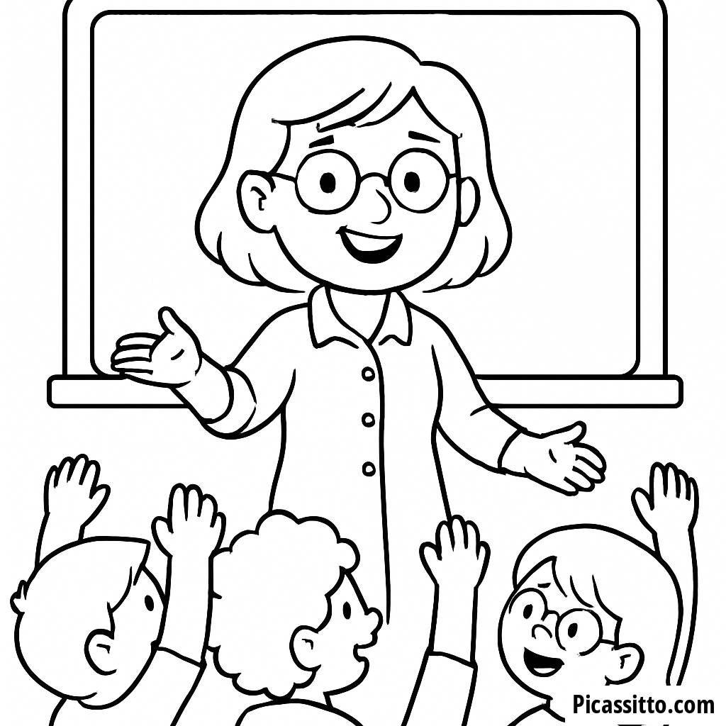 Fröhliche Lehrerin Ausmalbild